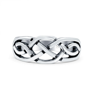 Celtic Ring Oxidized Band Solid 925 Sterling Silver Thumb Ring (9mm)